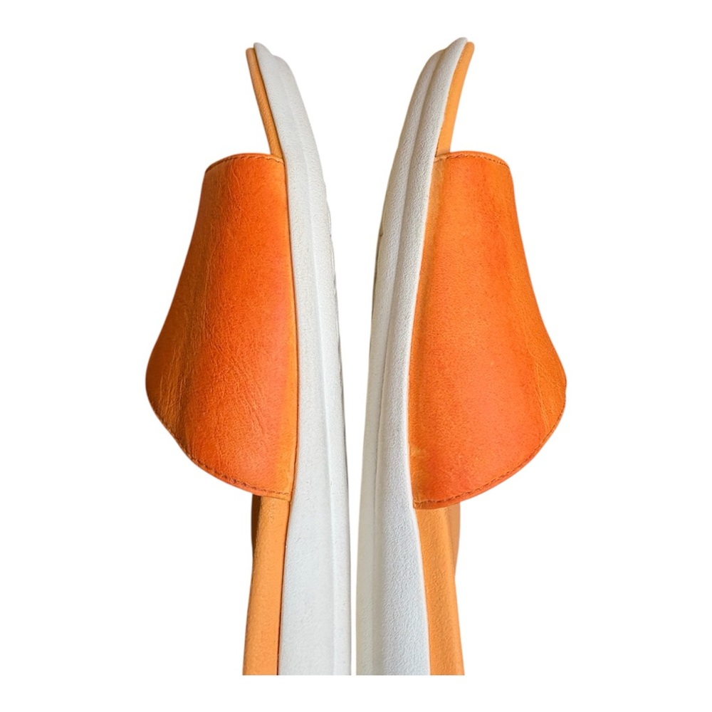 Vionic Bright  Orange Leather Slide Sandals with White Sole - Picture 11 of 14